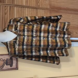 CHICO'S 3 Design Floral Blouse Silk/Rayon 16 XL Striped Button Up BEAUTIFUL!